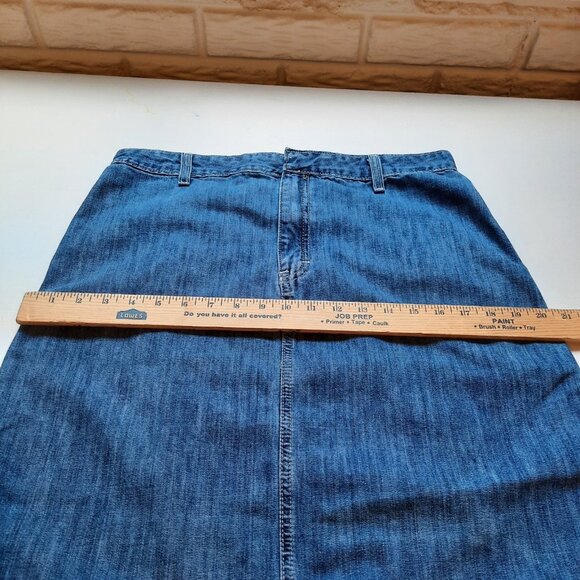 Vtg Y2K Tommy Hilfiger Skirt Womens 12 Denim Jean Midi Maxi‎ Modest Grunge Slit - Picture 12 of 14